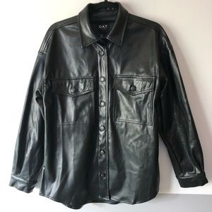 Faux leather shacket or top